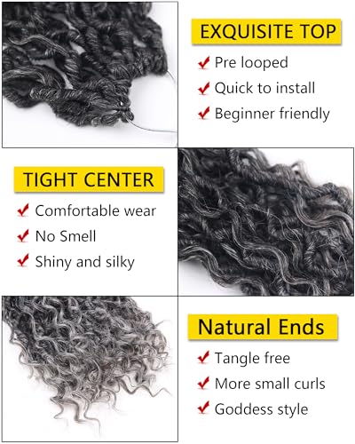 Short Grey Crochet Hair 10 Inch Goddess Locs Crochet Hair for Black Women Goddess Faux Locs Crochet Hair with Curly Ends (10 Inch,Tgrey) - Image 2