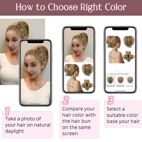 HOOJIH Ponytail Extension, Claw Clip in Straight Messy Hair Bun 9 Inch Short Ponytail Extension with Bendable Metal Wire Hair Pieces for Women Fake Hair Bun DIY Styles - Honey Blonde - Image 4