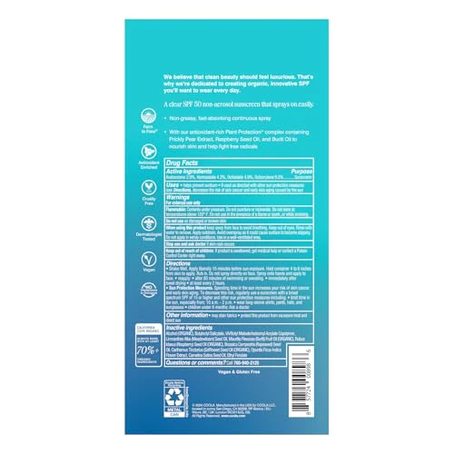COOLA Organic Sunscreen SPF 50 & 30 Sunblock Spray Kit, Dermatologist Tested Skin Care for Daily Protection, Vegan and Gluten Free,Travel Size, 2 Fl Oz, 3 Pack - Image 7