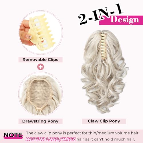 REECHO 12" Ponytail Extension, Classic Loose Curly Wavy Claw Clip Pony tails Hair Extensions Hairpieces for Women - Dark Brown - Image 3
