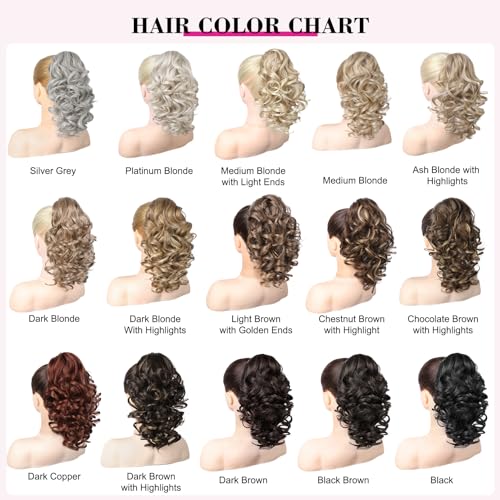 REECHO 12" Ponytail Extension, Classic Loose Curly Wavy Claw Clip Pony tails Hair Extensions Hairpieces for Women - Dark Brown - Image 6