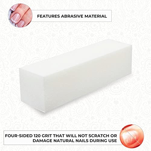 ForPro Super White Buffing Block, 120 Grit, Four-Sided Manicure and Pedicure Nail Buffer, 3.75” L x 1” W x 1” H, 20-Count (Pack of 2) - Image 5