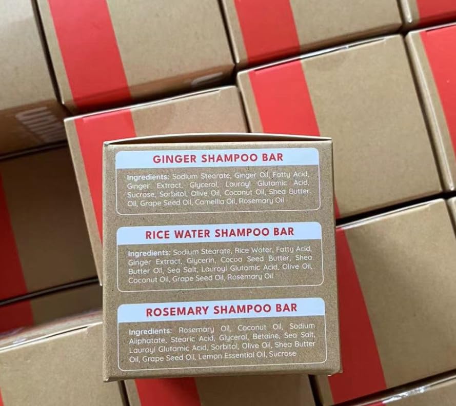 Muun Ginger Rosemary & Rice Water Shampoo Bar Pack 3 - Hair Growth, Thickening, Strengthening, Anti Hair Loss, Volumize & pH Balanced - Sulfate & Silicone Free For All Hair Type - Image 7