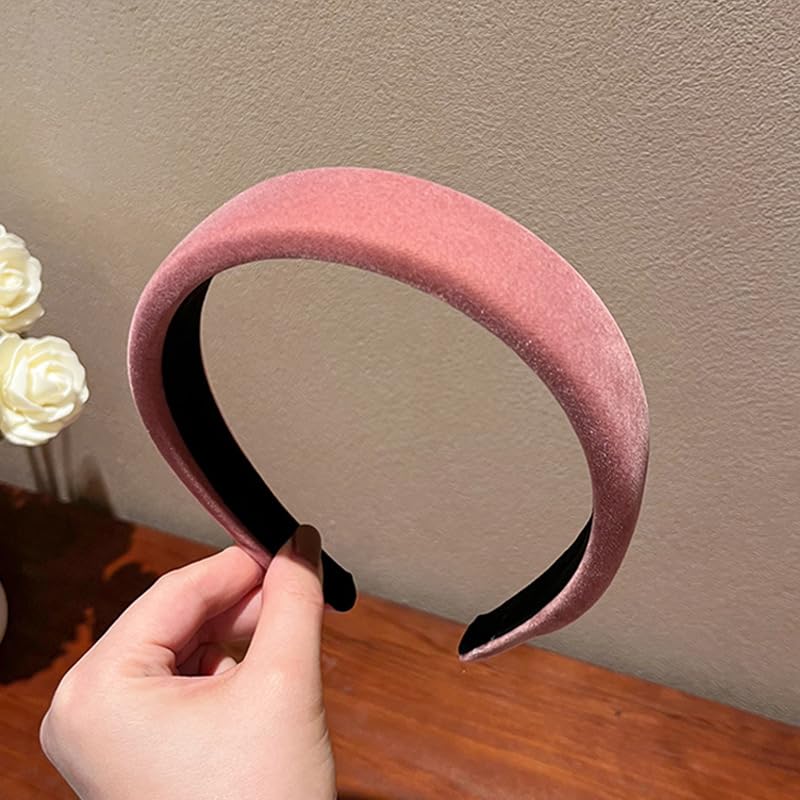 Pink Velvet Padded Headbands for Women Fashion Non slip Comfortable Head Bands for Women (Pink, one size) - Image 5