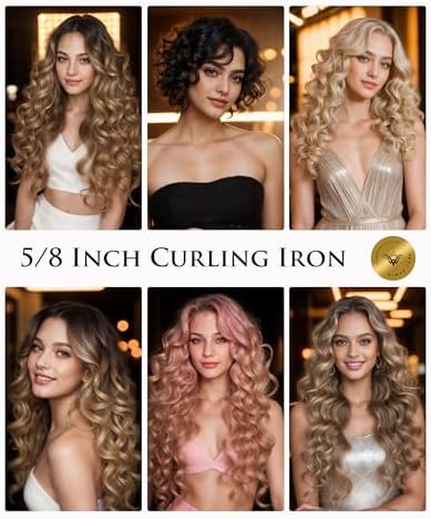 5/8 Inch Curling Iron, 5/8 Curling Wand, Hair Curling Iron with Adjustable Temperature,Pencil Hair Curler for Medium and Long Hair with LCD, with Heat Resistant Glove, 8-in-1 Gift Set - Image 2