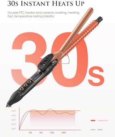 5/8 Inch Curling Iron, 5/8 Curling Wand, Hair Curling Iron with Adjustable Temperature,Pencil Hair Curler for Medium and Long Hair with LCD, with Heat Resistant Glove, 8-in-1 Gift Set - Image 4