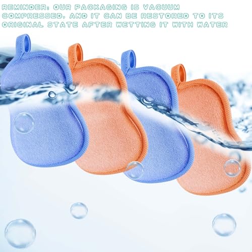 Tatuo 4 Pieces Baby Bath Sponge Cotton Baby Sponge Soft and Absorbent loofah for Kids Babies Men Women(Orange,Blue) - Image 6