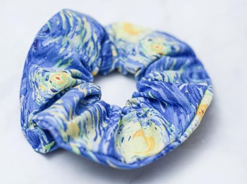 Van Gogh Starry Night Painting Scrunchies Hair Ties with Box & Custom Name Tag - Image 5
