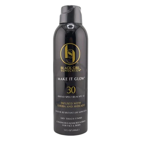 Make it Glow Face & Body Moisturizing Sunscreen Spray SPF 30, No White-Residue for Melanin Rich Skin (SPF-30-5oz-Spray)