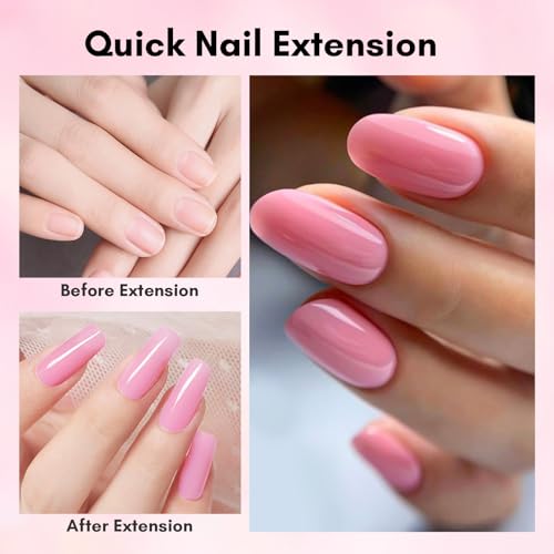 Makartt Poly Nail Gel Set, Clear and Peach Pink, 2 Colors 50ML, Gel Builder for Nail Extension, Nail Strengthener 3D Diy Hard Gel French Manicures Salon Nail Art At Home - Image 2