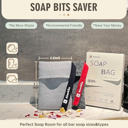 2 Pieces Soap Bags for Soap Bars, Exfoliating Soap Saver Bags, Foaming Bar Soap Pouches for Use in Baths or Showers(Dark Gray) - Image 4