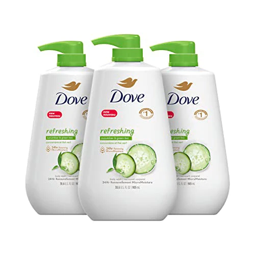 Dove Body Wash with Pump,Revitalizante Cherry & Chia Milk, 3 Count & Body Wash with Pump Refreshing Cucumber and Green Tea Refreshes Skin Cleanser - Image 5