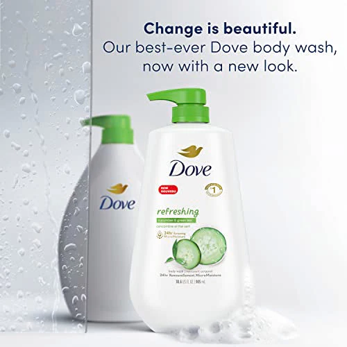 Dove Body Wash with Pump,Revitalizante Cherry & Chia Milk, 3 Count & Body Wash with Pump Refreshing Cucumber and Green Tea Refreshes Skin Cleanser - Image 6