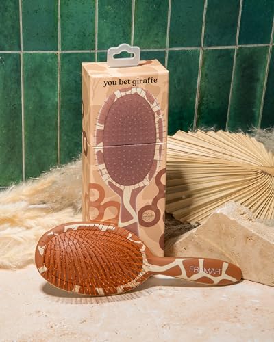 Framar Curly Hair Detangler Brush – Detangler Brush For Curly Hair Giraffe Print Hairbrush For Curly Hair, Wet Hairbrushes For Woman, Womens Hair Brush For Thick Hair, Brush Hair - Giraffe - Image 2