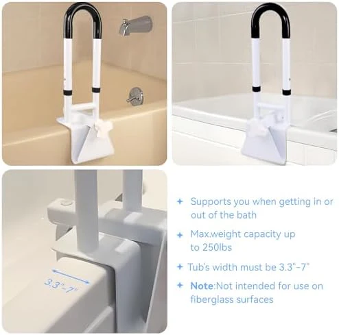Adjustable Bathtub Grab Bars for Seniors, Tub Handle Grab Bar for Elderly Bath Support, Bathtub Safety Rail, Height and Width Adjustable - Image 7