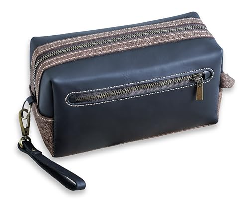 Leather Toiletry Bag Handmade With Premium Full Grain Real Leather - Water-Resistant - Stylish Travel Organizer Dopp Kit for Men and Women, travel size toiletries