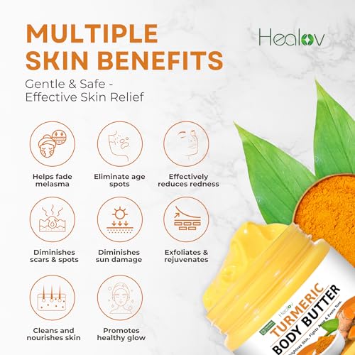 Turmeric Face Cream – All Natural Skin Brightening Lotion – Turmeric Whipped Body Butter for Dark Spots, Hyperpigmentation – Turmeric Skincare Cleanses, Fights Acne, Evens Tone, Scars, Sun Damage - Image 3
