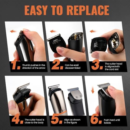 PRITECH Beard Trimmer for Men, 6 in 1 Beard Trimmer Kit, Electric Beard Trimmer with Hair, Precision, Body, Nose, Foil Razor, Grooming Kit Waterproof IPX6 (Silver) - Image 7