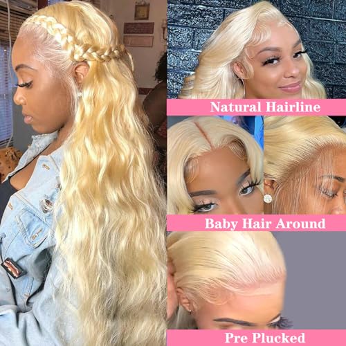 30 Inch Lace Front Wig Human Hair 13x6 Body Wave Blonde Lace Front Wigs Human Hair Transparent 613 HD Lace Frontal Wig Pre Plucked with Baby Hair 180% Density - Image 2