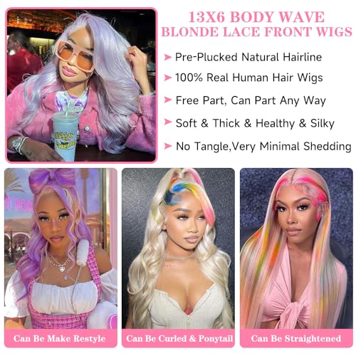 30 Inch Lace Front Wig Human Hair 13x6 Body Wave Blonde Lace Front Wigs Human Hair Transparent 613 HD Lace Frontal Wig Pre Plucked with Baby Hair 180% Density - Image 5