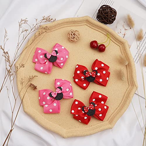 Ayesha 8pcs Mouse Ears Bow Clips for Toddler Girls Mouse Hair Bows Hair Clips Polka Dot Bows for Birthday Parties Themed Parks - Image 2