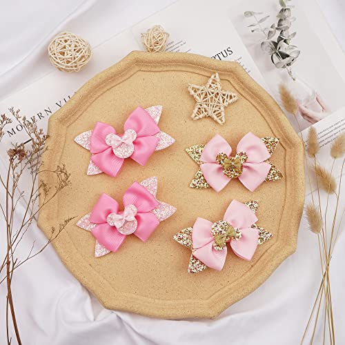 Ayesha 8pcs Mouse Ears Bow Clips for Toddler Girls Mouse Hair Bows Hair Clips Polka Dot Bows for Birthday Parties Themed Parks - Image 3