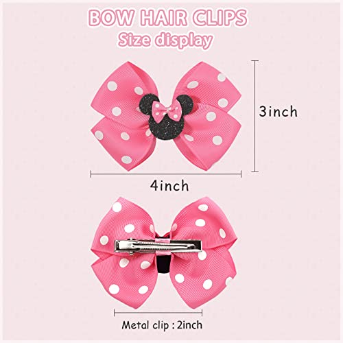 Ayesha 8pcs Mouse Ears Bow Clips for Toddler Girls Mouse Hair Bows Hair Clips Polka Dot Bows for Birthday Parties Themed Parks - Image 5
