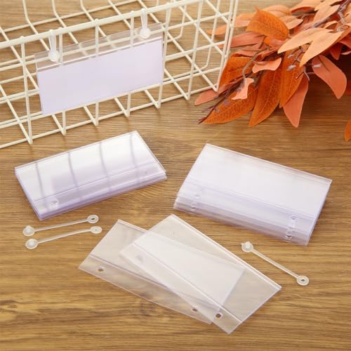 Acrux7 100 PCS Plastic Wire Shelf Label Holders 4" x 2.2" Basket Label Clips with Double Snap Lock Closure, Clear Wire Rack Label Holder Price Tag Holder for Market, Retail Shop, Pantry - Image 4