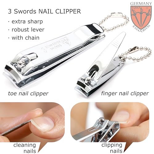 3 Swords Germany - Brand Quality 4 Piece Manicure Pedicure Grooming kit Set Tweezers File Clipper Fashion Leather case in Gift Box, Made by 3 Swords - Image 2
