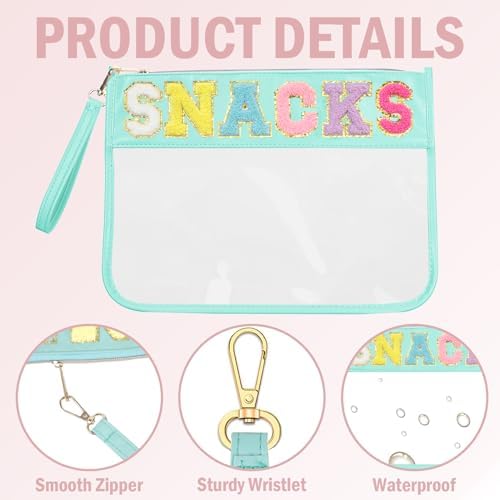 Snack Bags Clear Pouch Travel Makeup Bag Chenille Letter Bags for Zipper Pouch Clear Cosmetic Bag Clear Tote Bag Makeup Travel Bag for Women - Image 2