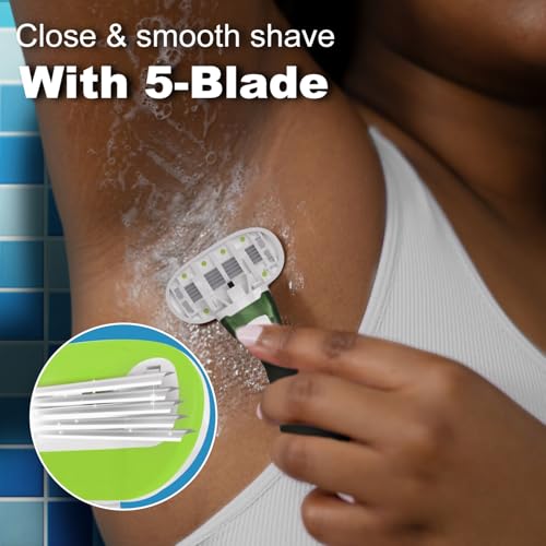 Mini Razors for Women Travel, Extra Smooth On The Go Razor, Portable 5-Blade Womens Razors for Shaving, Travel Essentials for Women, 1 Mini Razor, 3 Refills and 1 Travel Case, Avocado Green - Image 4