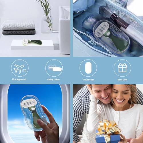 Mini Razors for Women Travel, Extra Smooth On The Go Razor, Portable 5-Blade Womens Razors for Shaving, Travel Essentials for Women, 1 Mini Razor, 3 Refills and 1 Travel Case, Avocado Green - Image 6