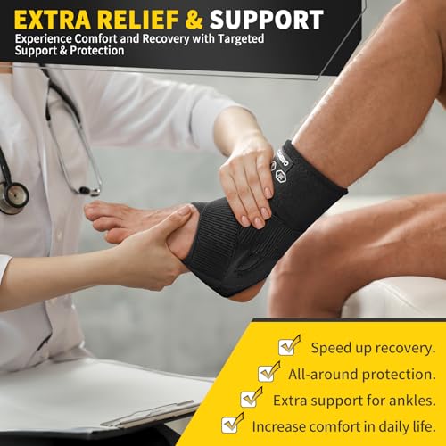 CAMBIVO Ankle Brace for Women & Men, Compression Ankle Support for Sprain & Strain, Achilles Tendonitis, Plantar Fasciitis & Recovery, Ankle Sleeve for Running, Basketball, Football, Daily Use - Image 2