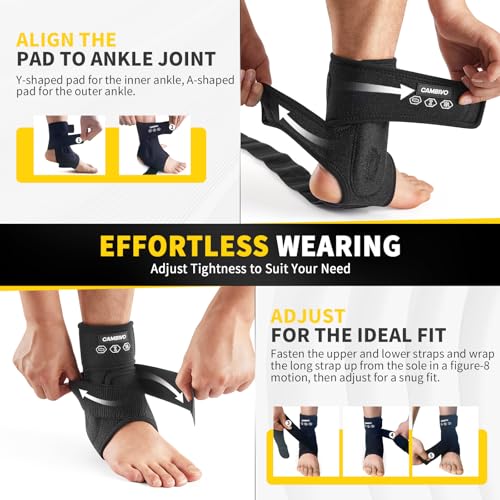 CAMBIVO Ankle Brace for Women & Men, Compression Ankle Support for Sprain & Strain, Achilles Tendonitis, Plantar Fasciitis & Recovery, Ankle Sleeve for Running, Basketball, Football, Daily Use - Image 8