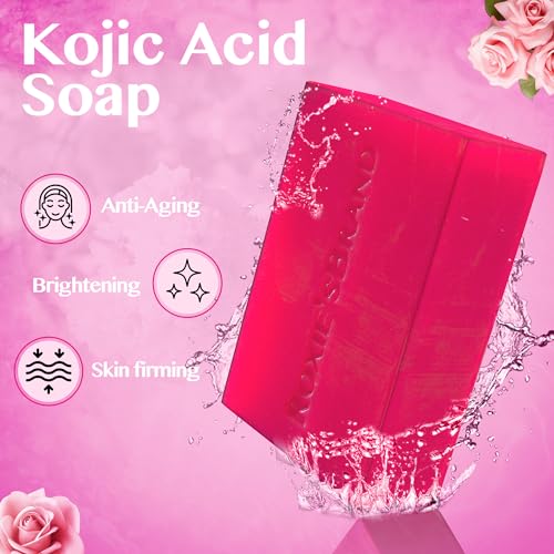 ROXIE'SBRAND Kojic Acid Dark Spot Remover Soap Bars with Vitamin C, Retinol, Turmeric - Original Japanese Complex Infused with Hyaluronic Acid, Shea Butter, Castile Olive Oil (2 x 3.52oz. Bars) - Image 2