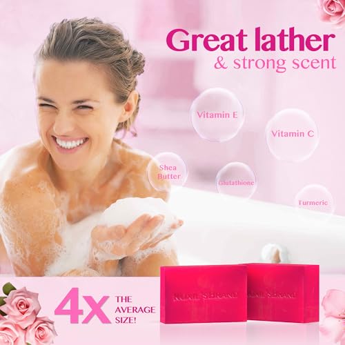 ROXIE'SBRAND Kojic Acid Dark Spot Remover Soap Bars with Vitamin C, Retinol, Turmeric - Original Japanese Complex Infused with Hyaluronic Acid, Shea Butter, Castile Olive Oil (2 x 3.52oz. Bars) - Image 5