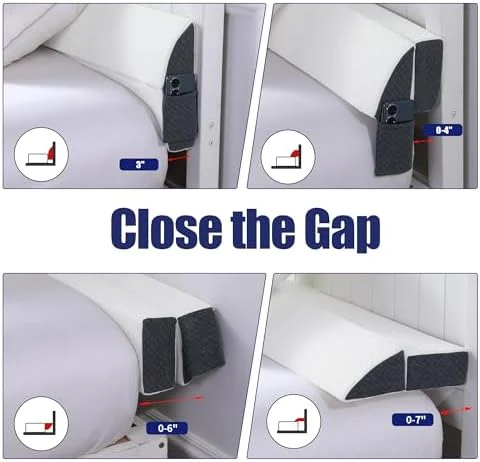 HOMBYS Pillow Wedge for Headboard Gap,Mattress Wedge Gap Filler Queen Size,Bed Crack Pillow,Foam Bed Gap Filler,Multifuctional Headboard Space Filler with Side Pocket,Fill The Gap (0-7") - Image 2