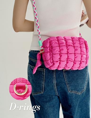 Yarnic Quilted Makeup Bag Cosmetic Bag, Travel Toiletry Bag for Women, Cute Makeup Bag Organizer Baby Pink Puffer Makeup Pouch (M, Pink) - Image 8