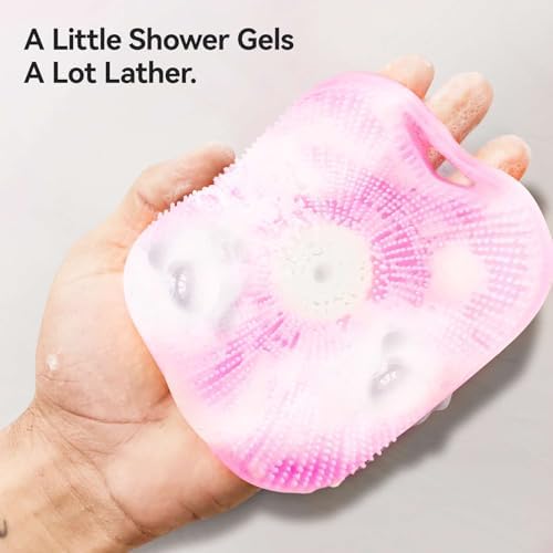 Silicone Body Scrubber for Men & Women, Friendly Shower Body Scrubber for Sensitive Skin, Silicone Loofah Body Scrubber for Showering with Richer Foam Bristles and Anti-Slippery Handle (3 Pack) - Image 4