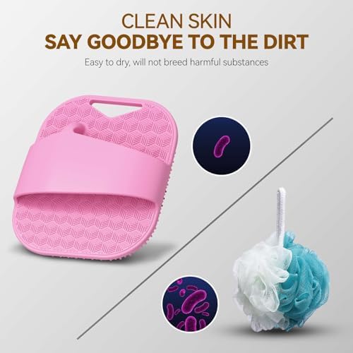 Silicone Body Scrubber for Men & Women, Friendly Shower Body Scrubber for Sensitive Skin, Silicone Loofah Body Scrubber for Showering with Richer Foam Bristles and Anti-Slippery Handle (3 Pack) - Image 6