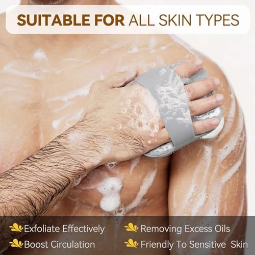 Silicone Body Scrubber for Men & Women, Friendly Shower Body Scrubber for Sensitive Skin, Silicone Loofah Body Scrubber for Showering with Richer Foam Bristles and Anti-Slippery Handle (3 Pack) - Image 7