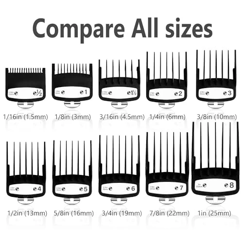 CR8GR8 for Wahl Clipper Guards Set, 10 Pcs Compatible with Wahl Guards for Clippers from 1/16” to 1”, Universal Barber Guards with Metal Clip fits for All Wahl Clippers Combs #3170-400, Black - Image 3