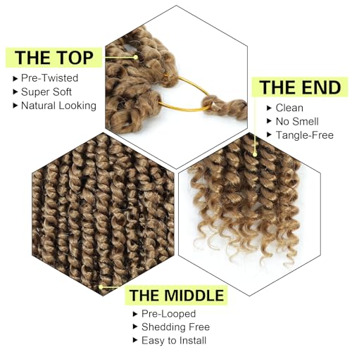 Passion Twist Crochet Hair 10 Inch Passion Twist Hair 8 Packs Pre-Twisted Passion Twist Crochet Hair for Black Women Soft Passion Twist Curly Crochet Hair 10"(Pack of 8) 27# - Image 4