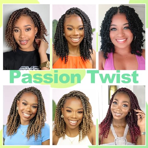 Passion Twist Crochet Hair 10 Inch Passion Twist Hair 8 Packs Pre-Twisted Passion Twist Crochet Hair for Black Women Soft Passion Twist Curly Crochet Hair 10"(Pack of 8) 27# - Image 6