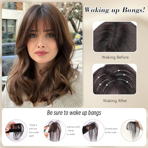 Bangs Hair Clip in Bangs 100% Real Human Hair Toppers 360°3D Cover Clip in Bangs Hair pieces Wispy Bangs for Women Hair Extensions Clip on French Bangs for Daily Wear - Image 3