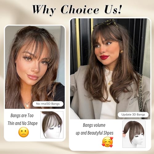 Bangs Hair Clip in Bangs 100% Real Human Hair Toppers 360°3D Cover Clip in Bangs Hair pieces Wispy Bangs for Women Hair Extensions Clip on French Bangs for Daily Wear - Image 4
