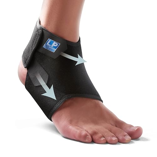 LP SUPPORT 768CN Ankle Stabilizar Brace - Achilles Tendon Strap for Tendonitis, Sprains, Strains Pain Relief and Recovery - Ankle Support for Women and Men - (Black, XL, 1pcs)