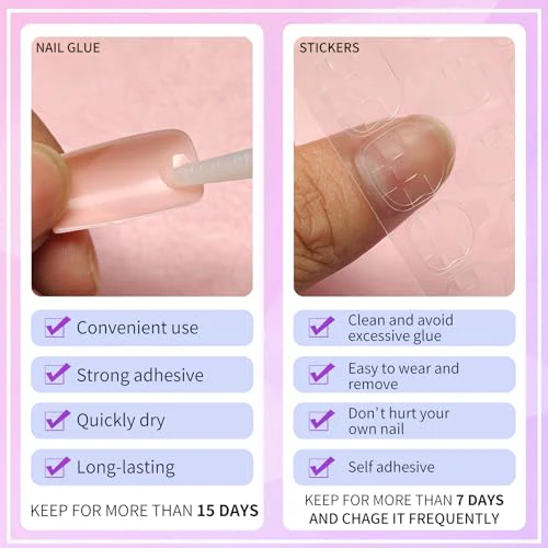 240pc French Tip Press on Nails Long Fake Nails with Glue and Adhesive Tab, False Acrylic Nails Press on Nails Square Nail Tips Artificial Glue on Nails Press ons Fingernail Stick on Nails - Image 7
