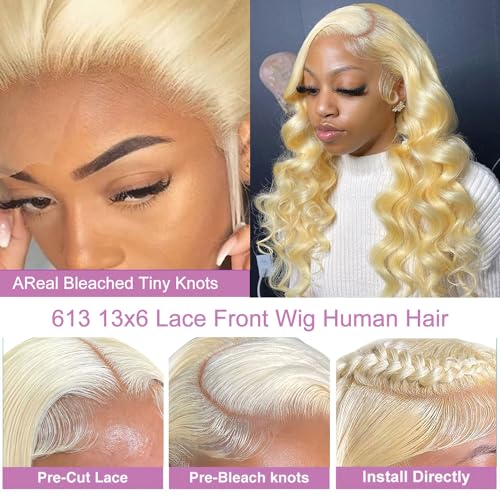 Alipeacock 613 13x6 Lace Front Wig Human Hair 200% Density Body Wave Blonde Lace Front Wigs Human Hair Pre Plucked Blonde Wig Human Hair 613 30inch - Image 2