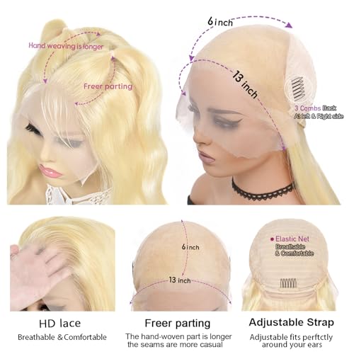 Alipeacock 613 13x6 Lace Front Wig Human Hair 200% Density Body Wave Blonde Lace Front Wigs Human Hair Pre Plucked Blonde Wig Human Hair 613 30inch - Image 4